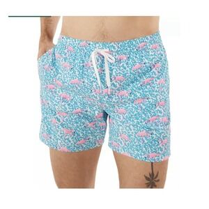 Chubbies Size XL‎ Blue Men's Domingos for Flamingos Stretch Classic Swim Trunks